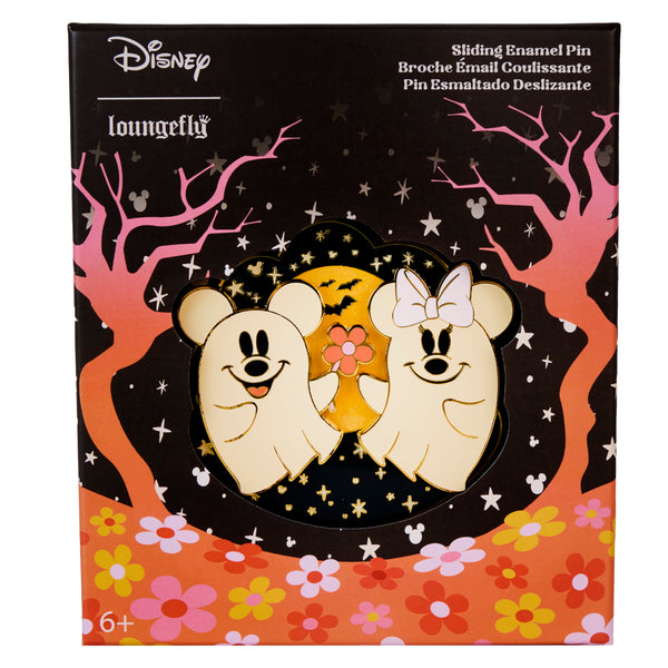 Loungefly Disney Mickey & Minnie Floral Ghost Glow 3" Collector Box Sliding Pin