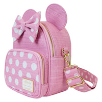 Loungefly Disney Minnie Mouse Woven Texture Convertible Mini Backpack & Crossbody Bag